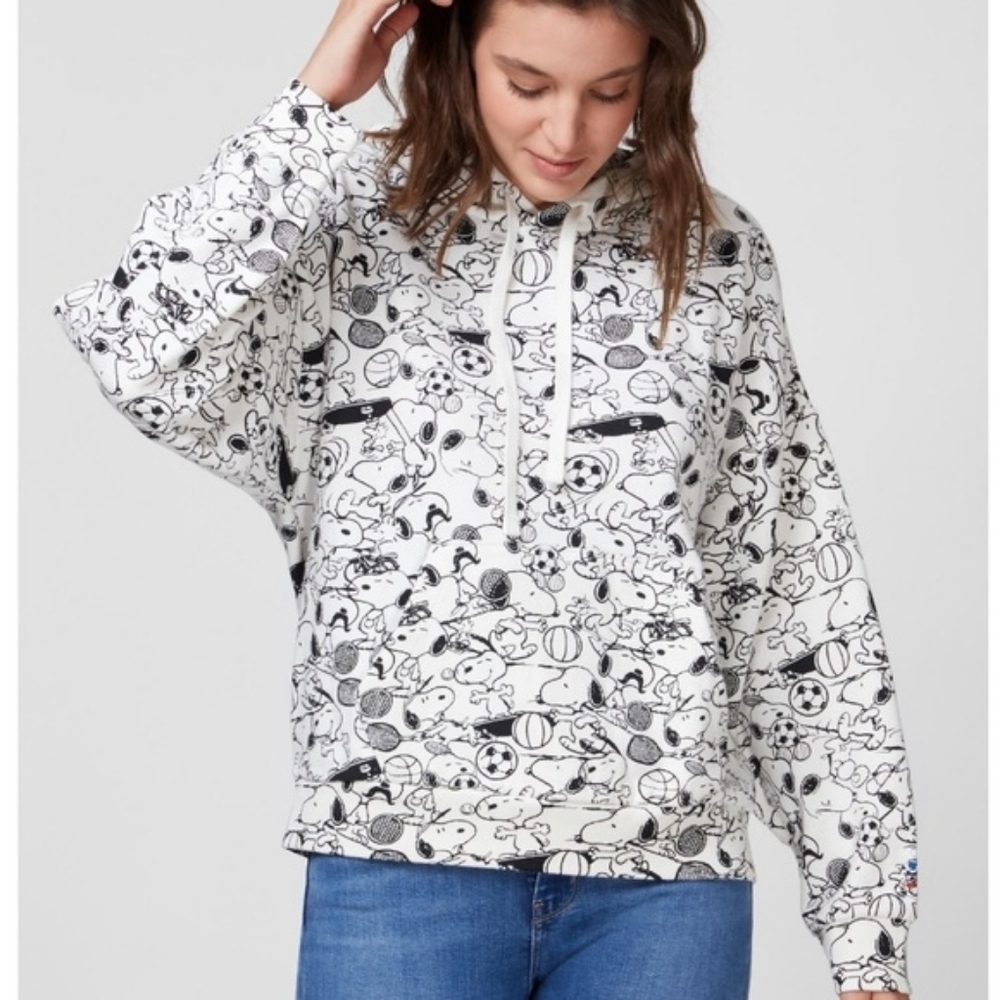 Levis X Peanuts Snoopy Hoodie Sweater All Over Print White Black